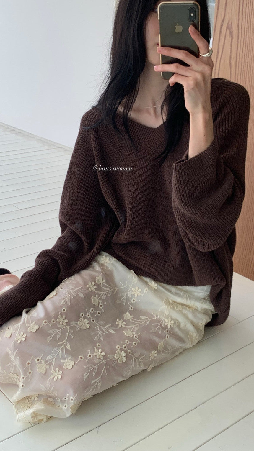 cream即納 Haus fani loose fit knit-3col