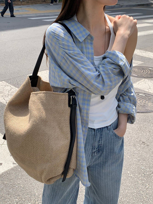Fringe check shirt-3col