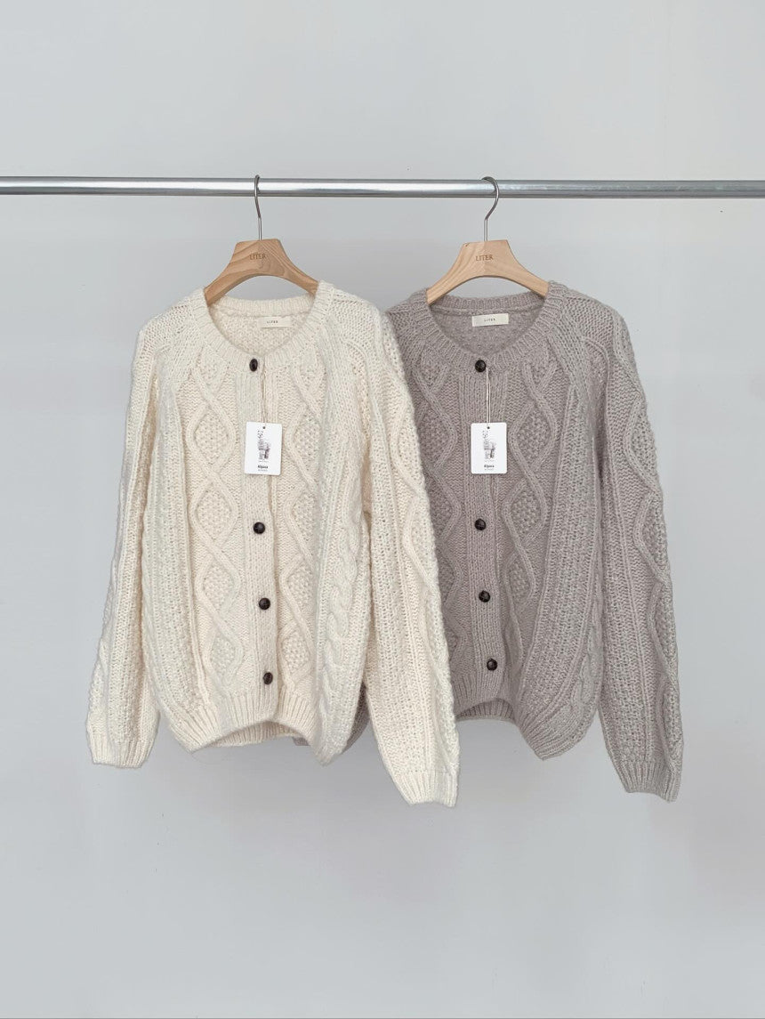 liter house wool cable cardigan-2col