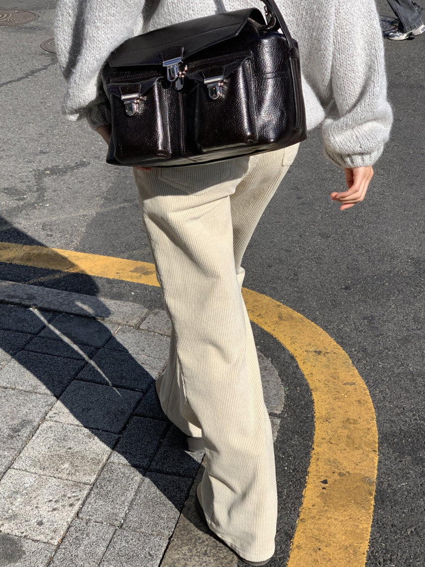 Rie corduroy straight pants-2col