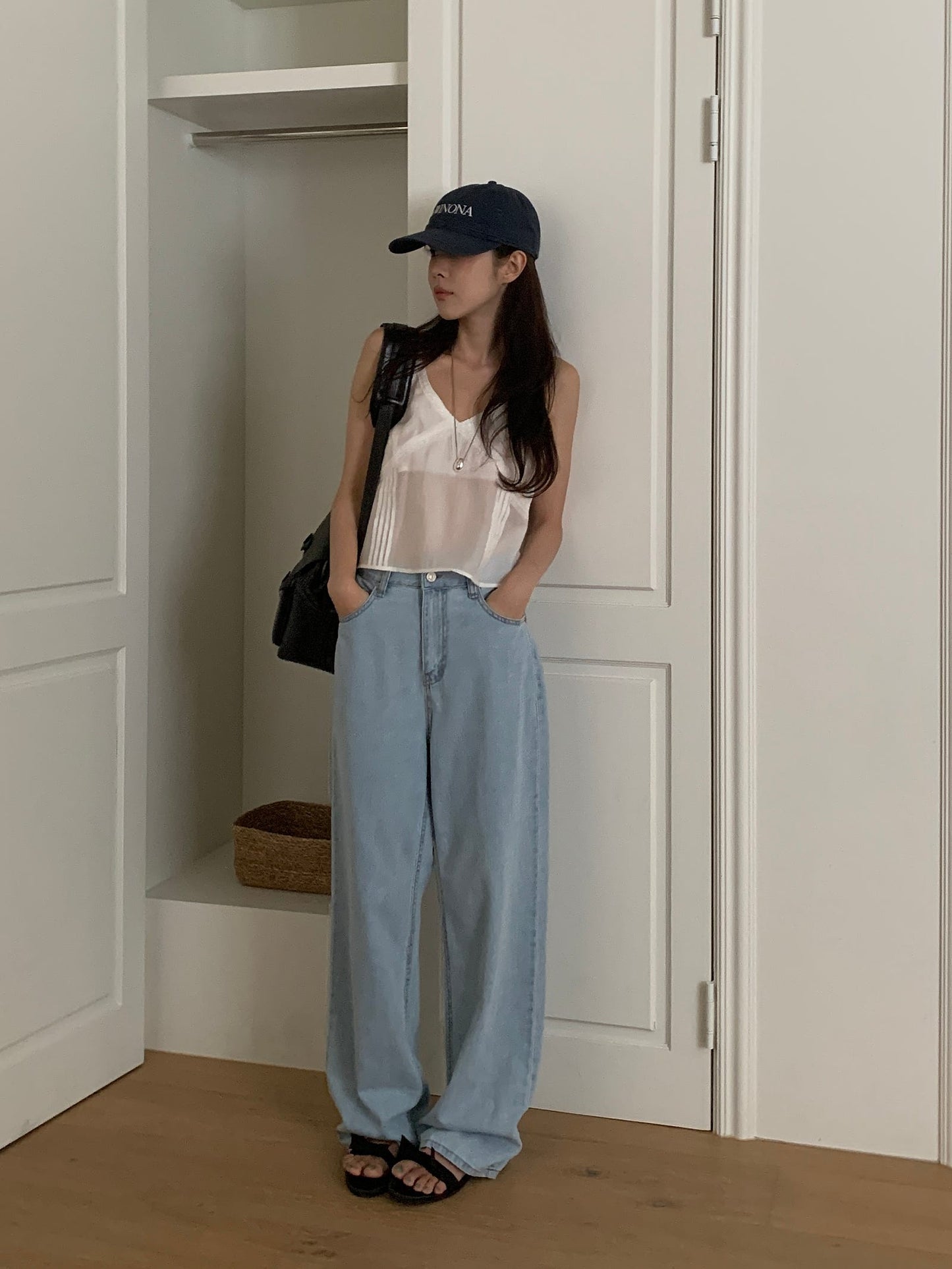 light blue wide denim