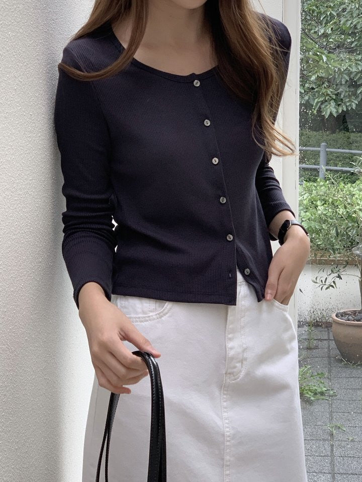 Rooney rib round cardigan-3col
