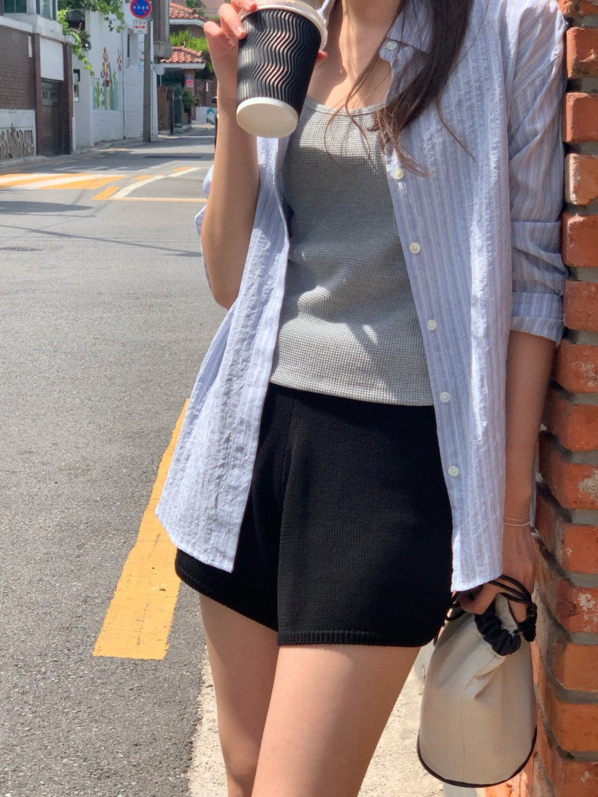 Want bamboo knit half pants-2col