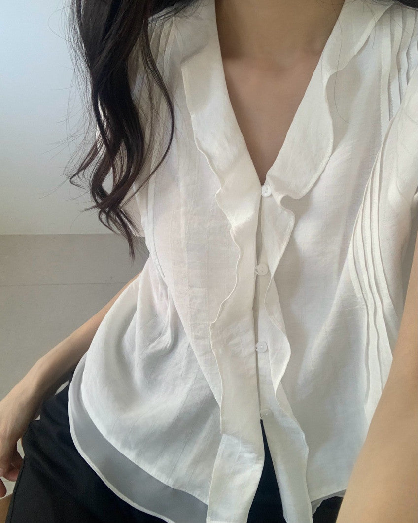 mori pintuck blouse-2col
