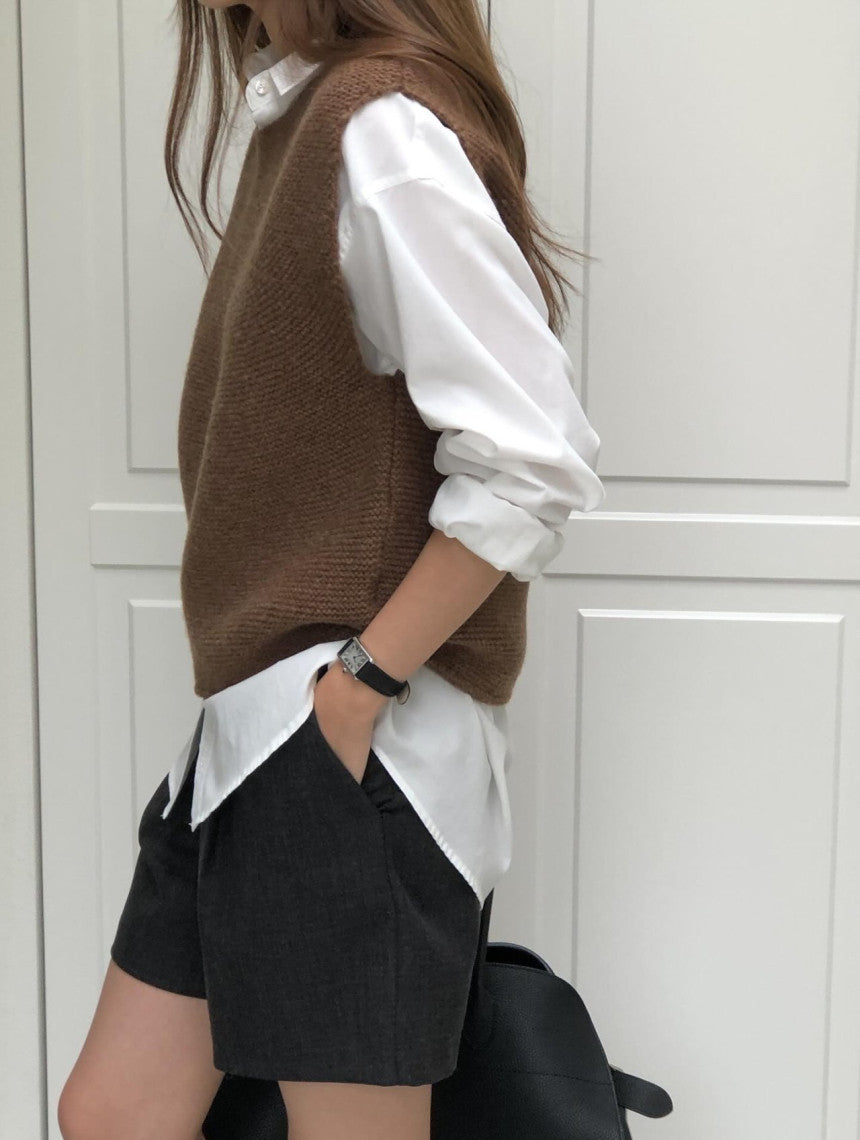 Corben wool knit vest-3col