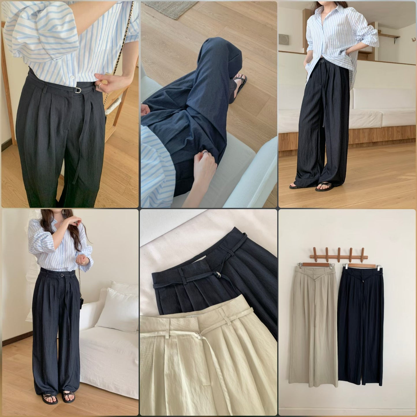 d-ring three pintuck wide pants-2col/ショート丈あり