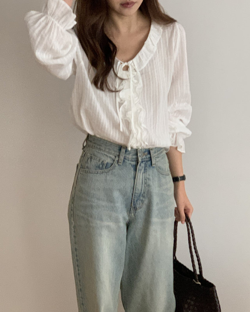 Riel ruffle blouse-2col