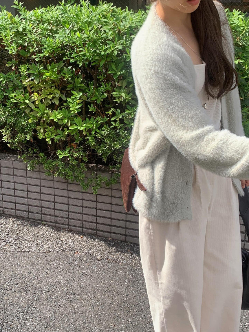 liter swan fur cardigan-2col