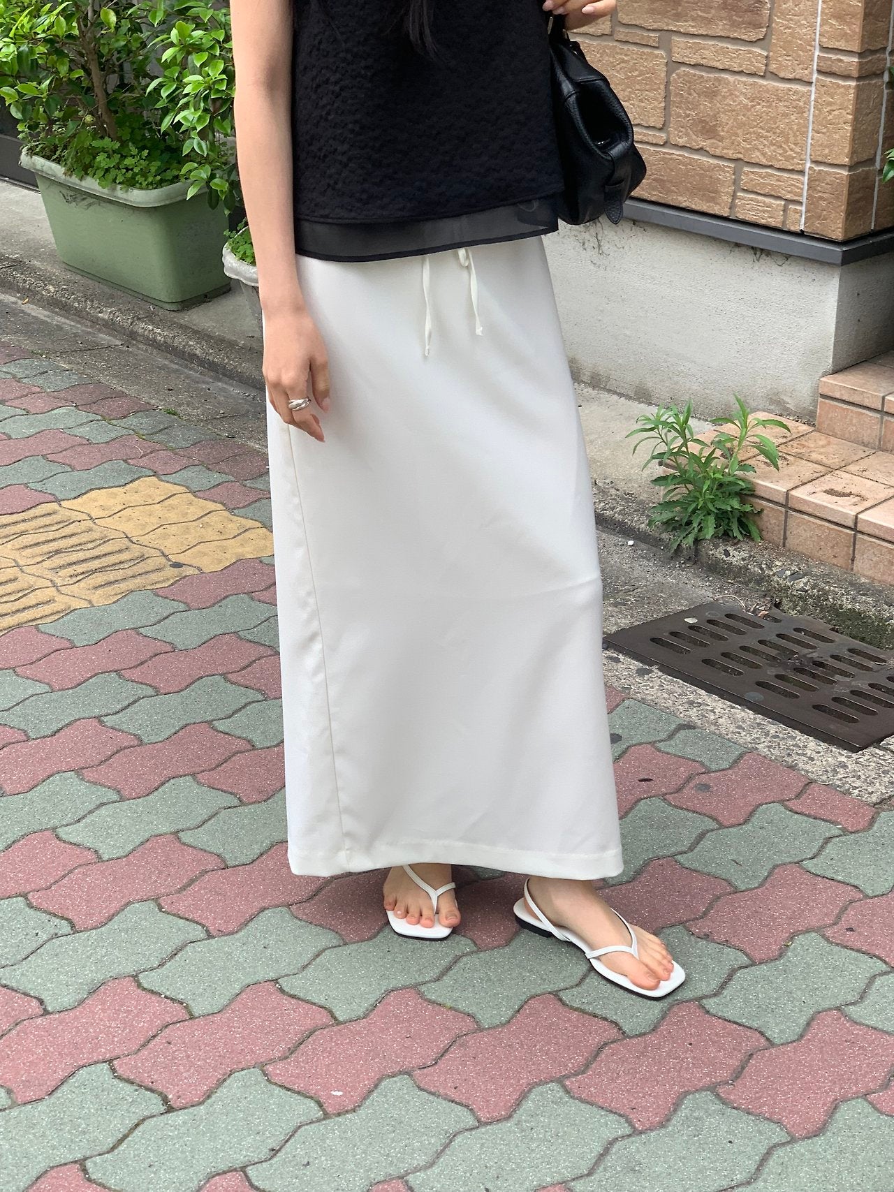 Usual silky skirt-2col