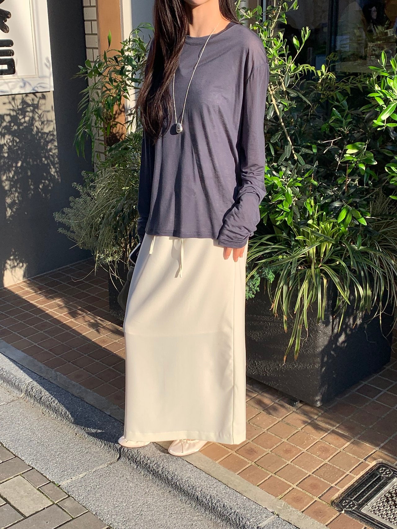 Usual silky skirt-2col
