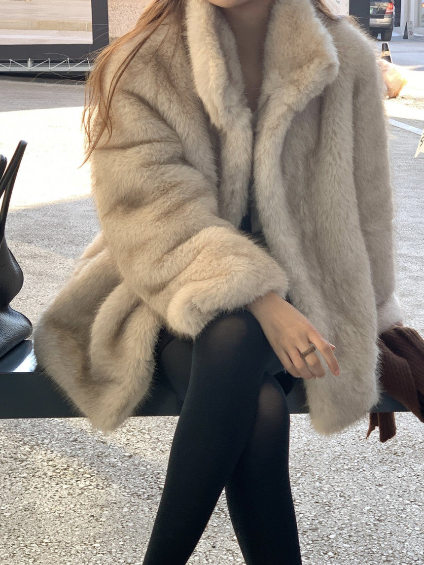 Birkin high neck linkning soft fur jacket