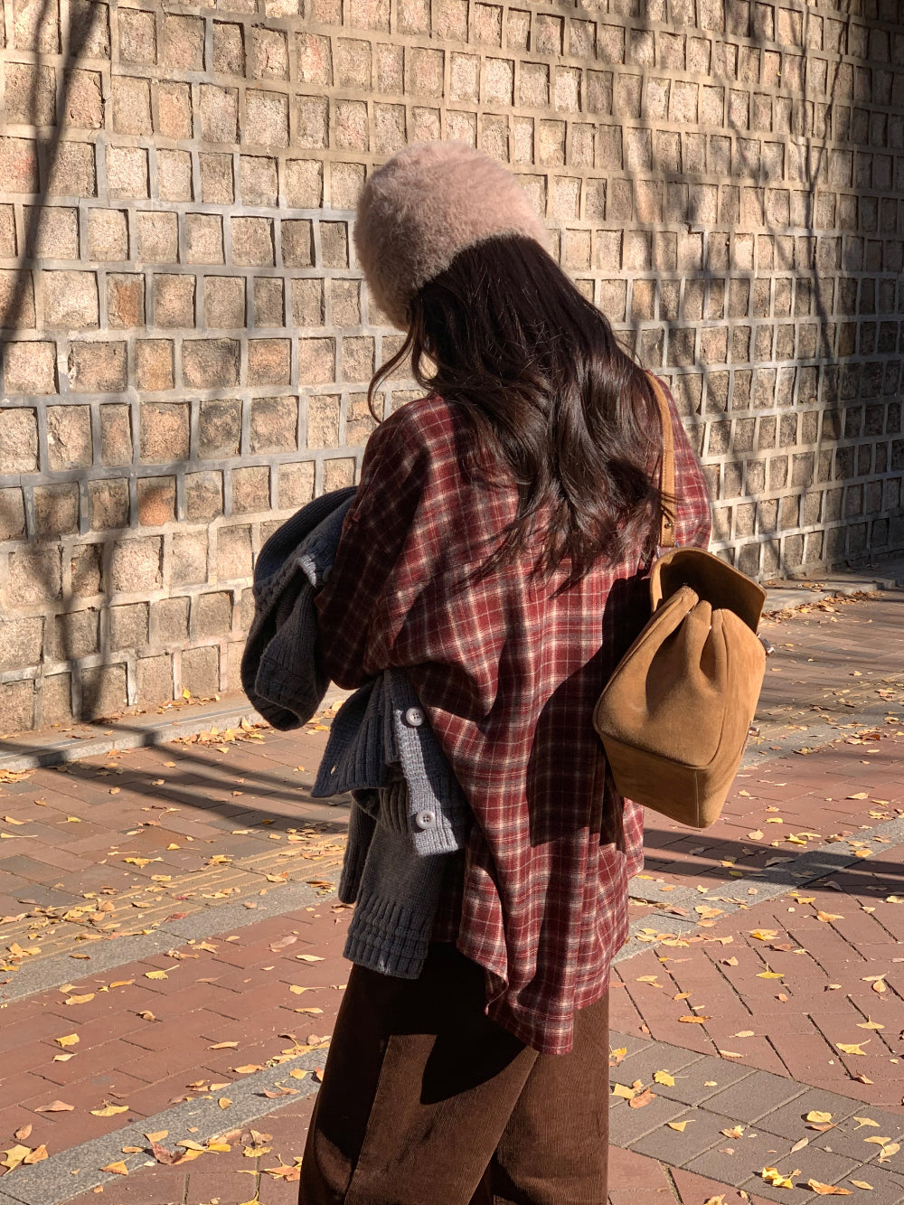 tan check gimo shirt-3col