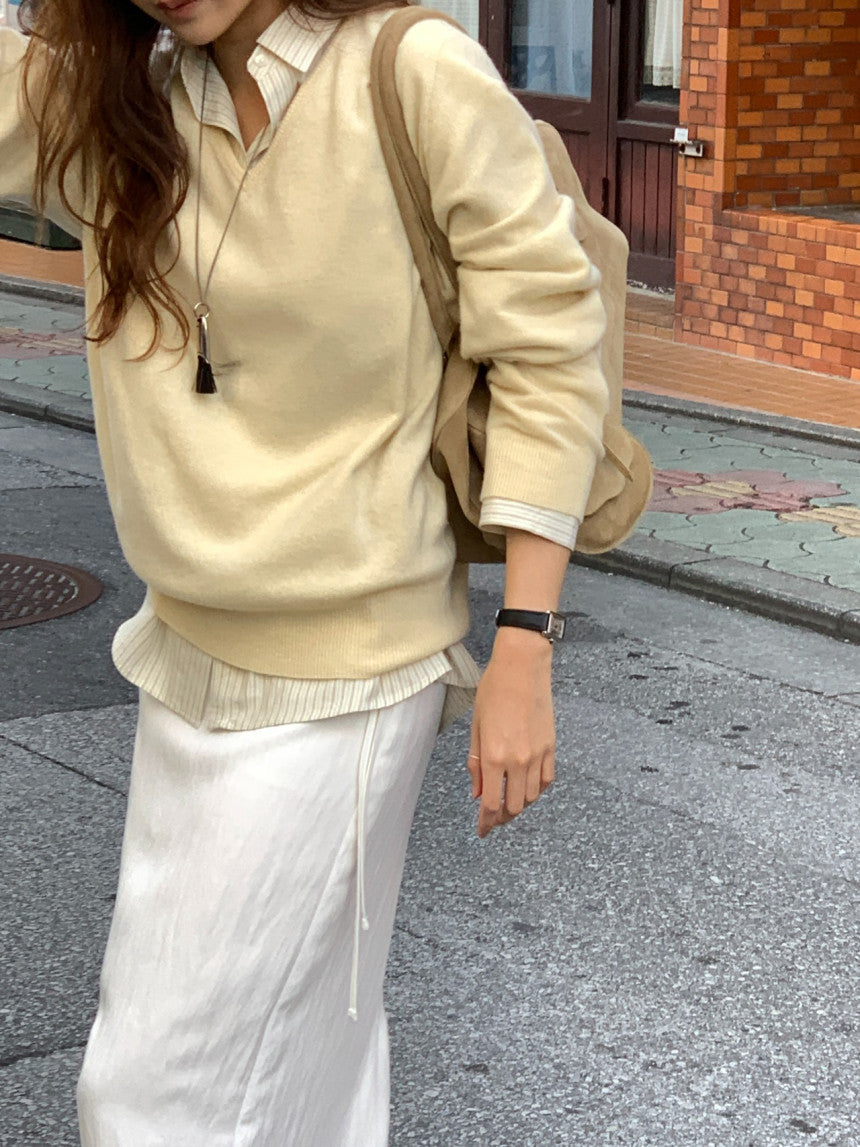 Adele wholegar cash v-neck knit-5col