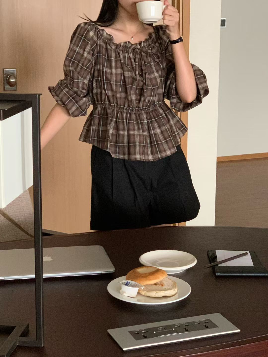 Michelle check blouse-2col
