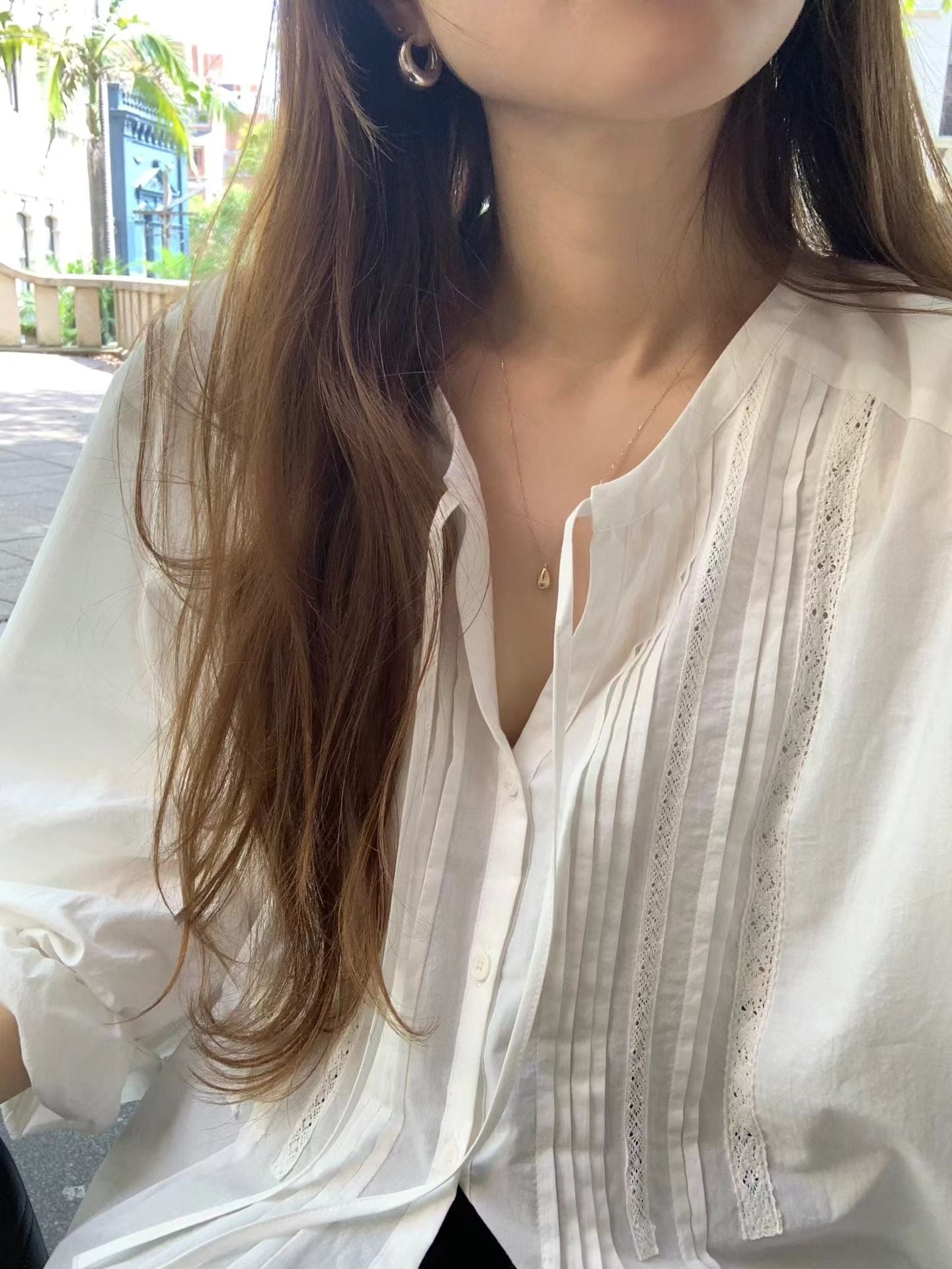 即納 Ounce kity pintuck blouse