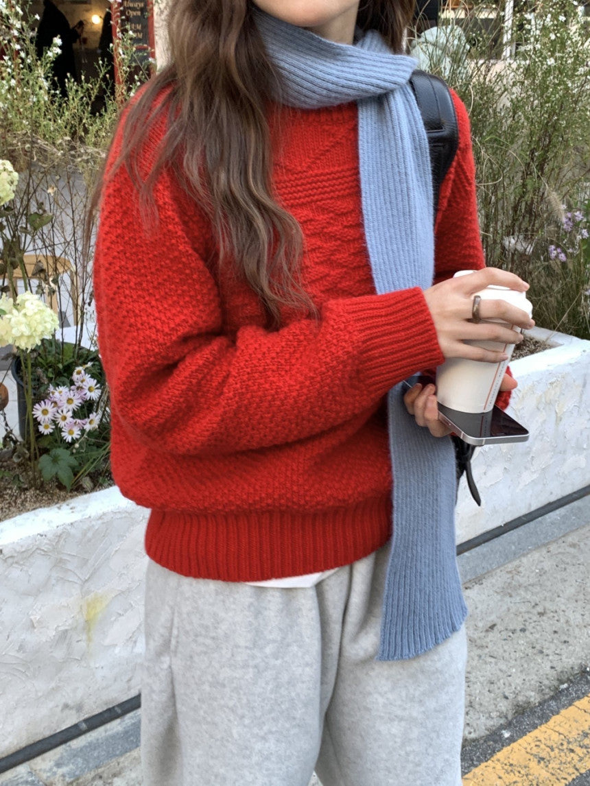 Brick wool cable knit-3col