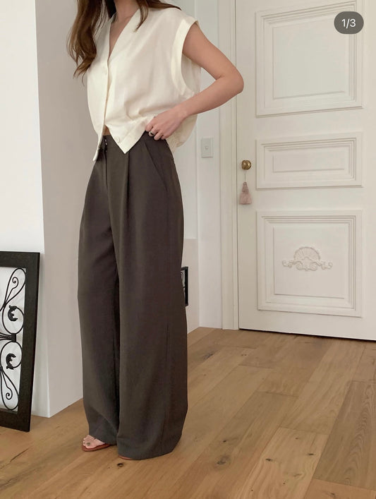 one pin tuck wide slacks-3col/ショート丈あり