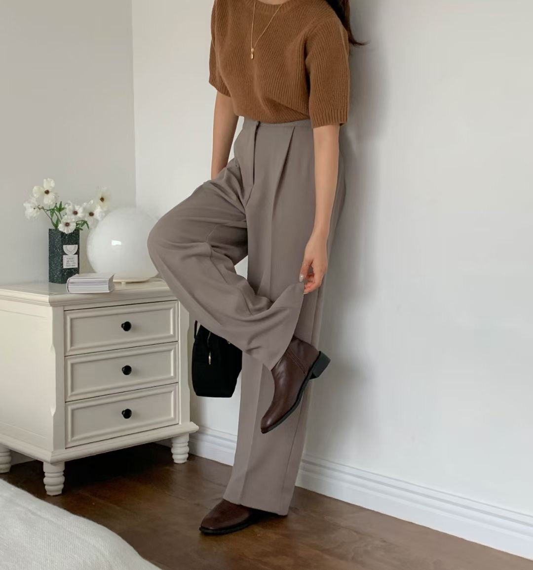 backbanding semi-wide gimo slacks-3col/ショート丈あり