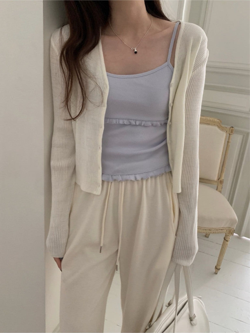 Ping pong frill sleeveless-5col