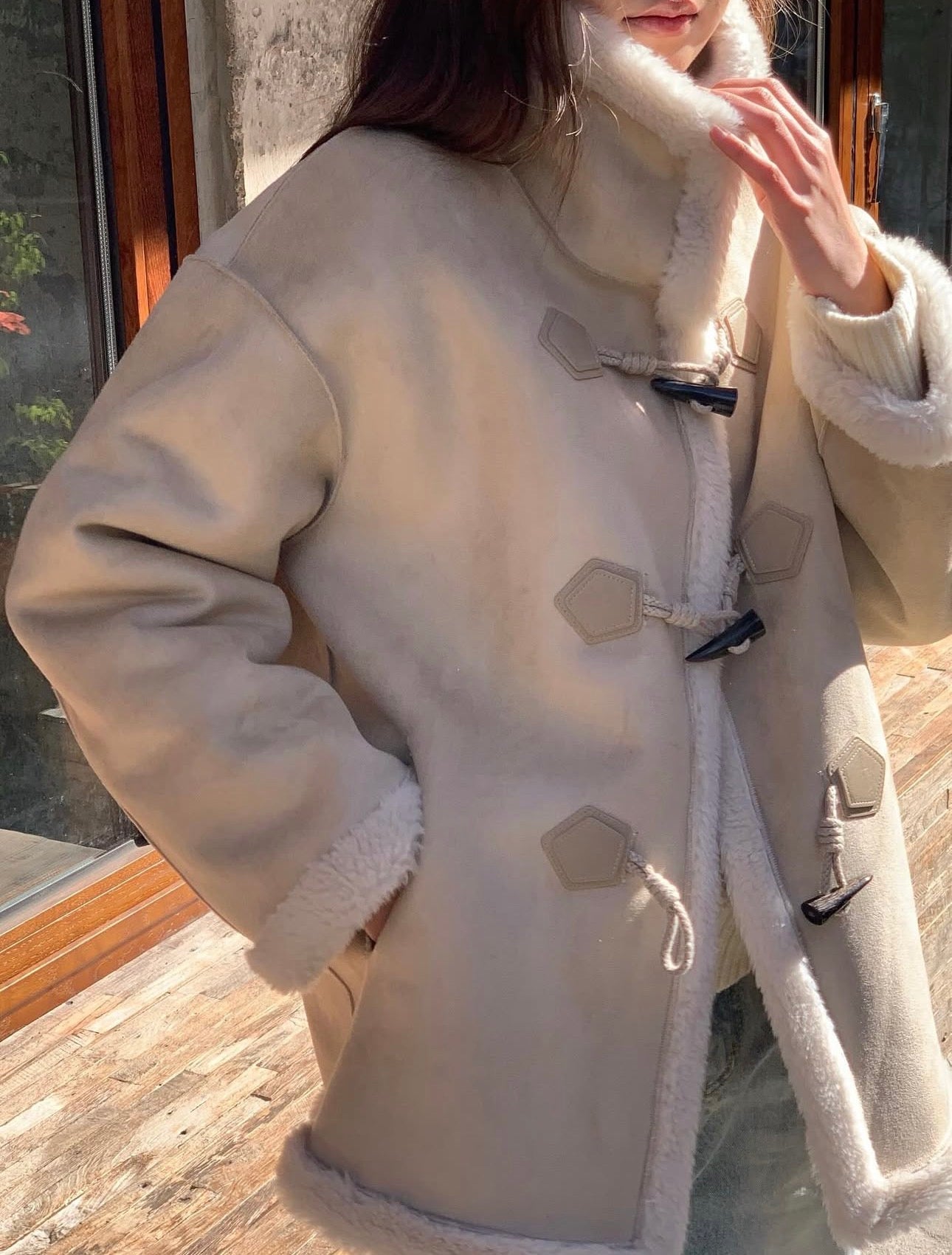 High-neck duffel reversible mustang