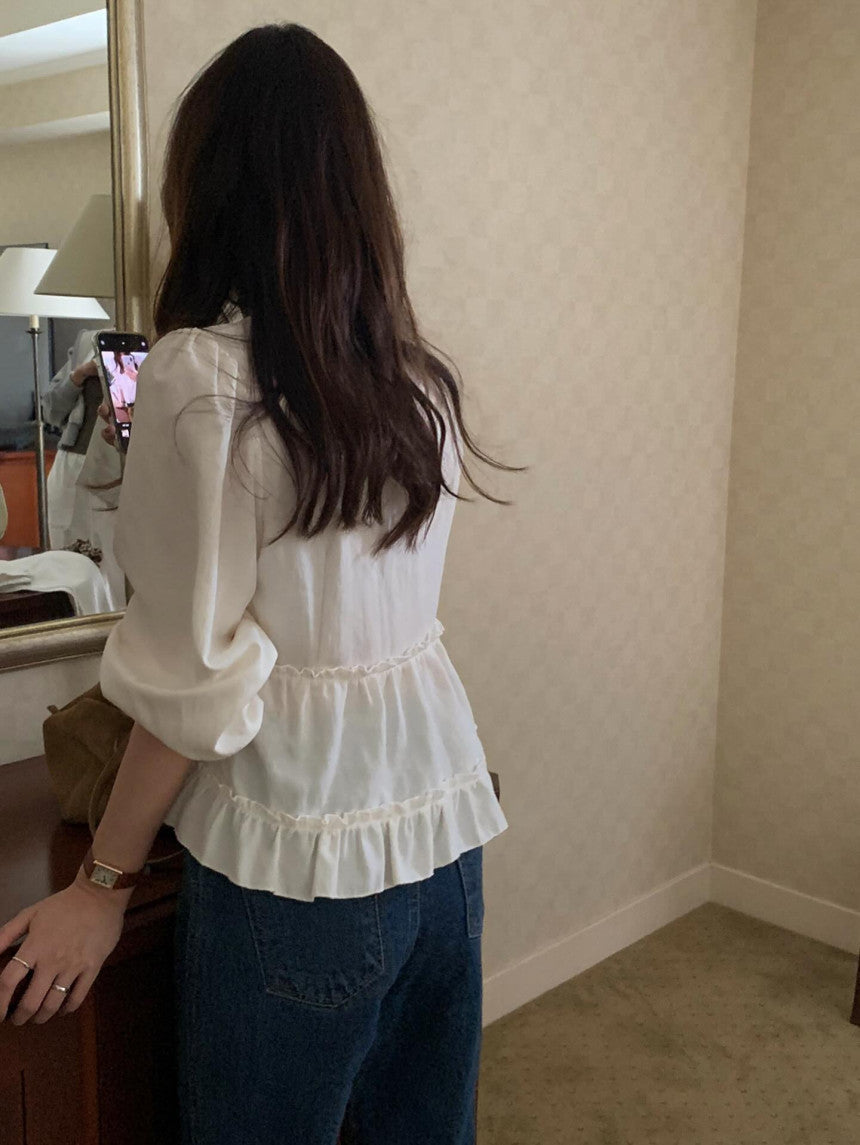 Cake pin tuck blouse-2col
