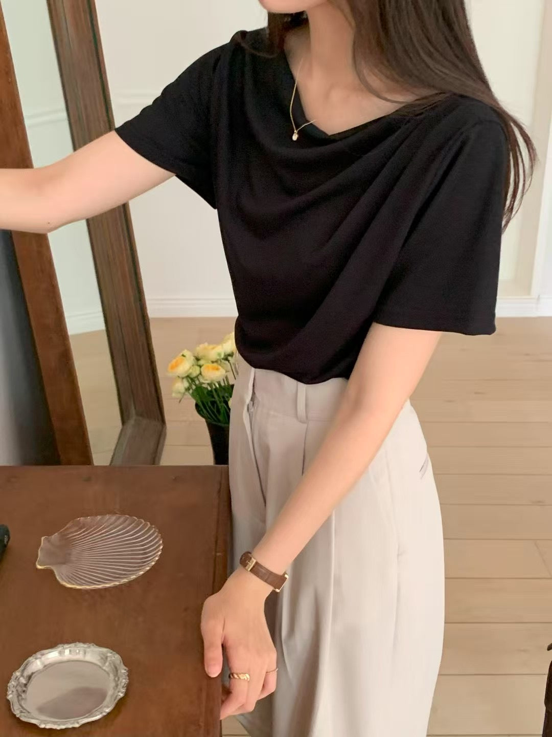 Summer jenny drape half T-5col