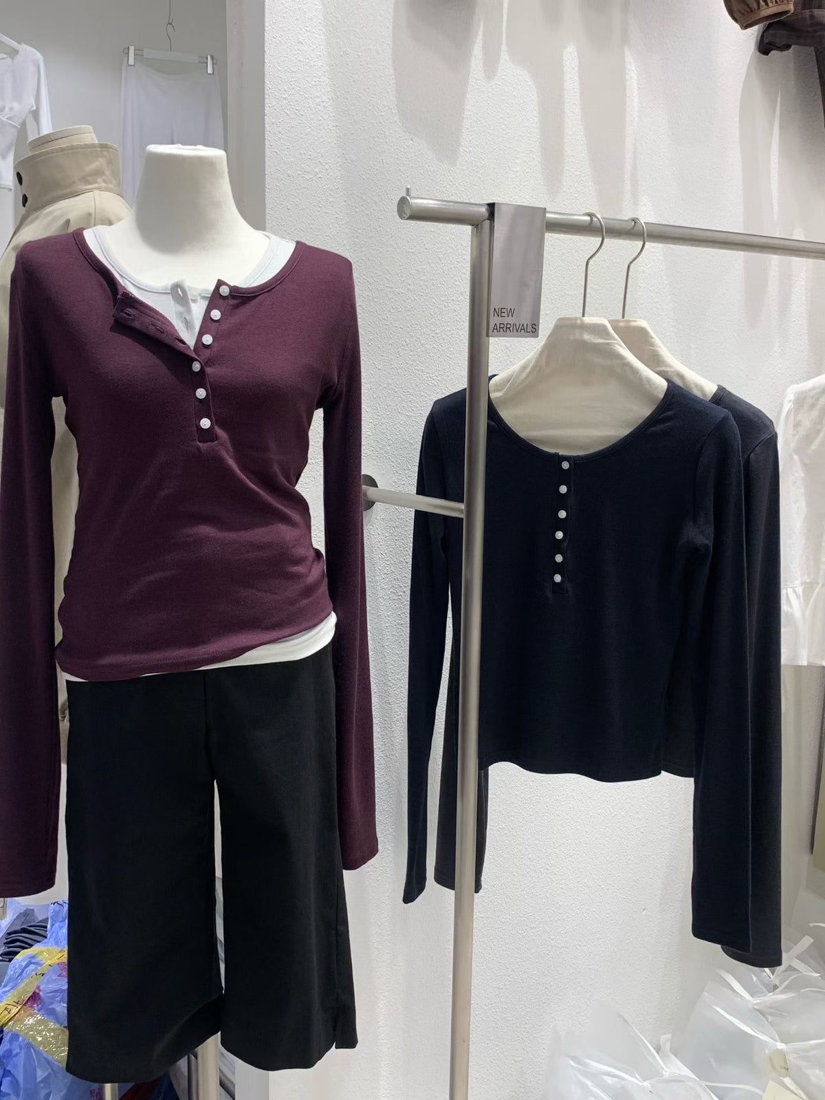 Plum long T-4col