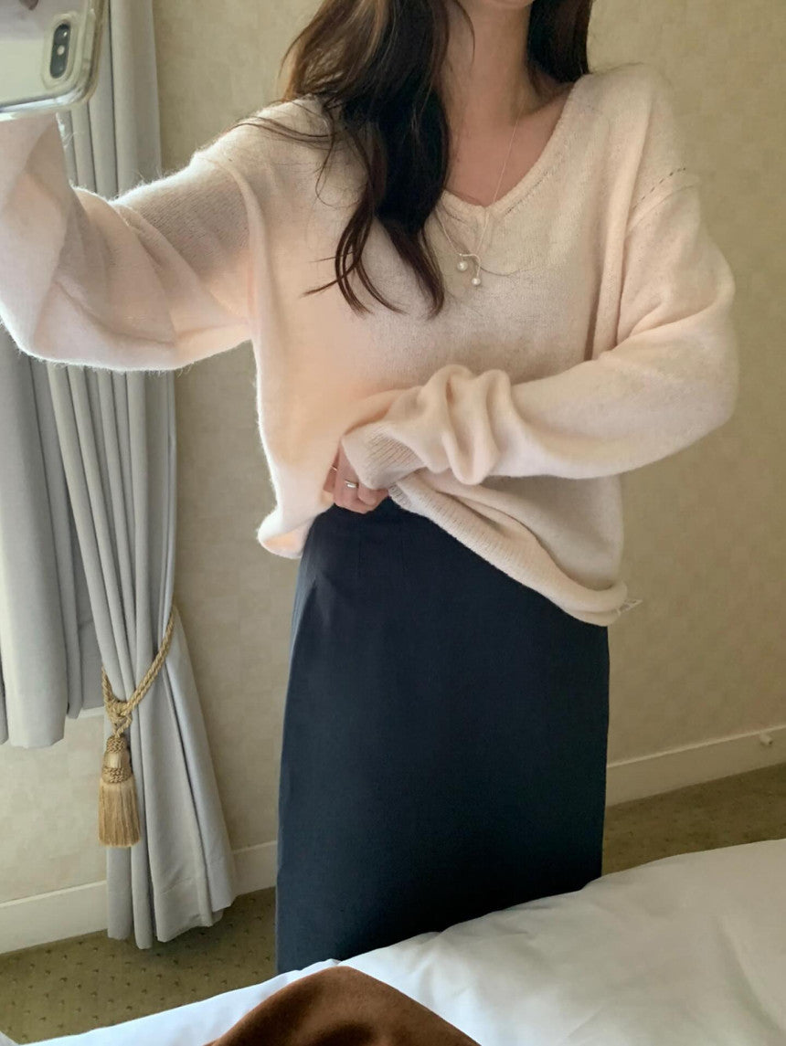 Vov v neck alpaca knit-3col