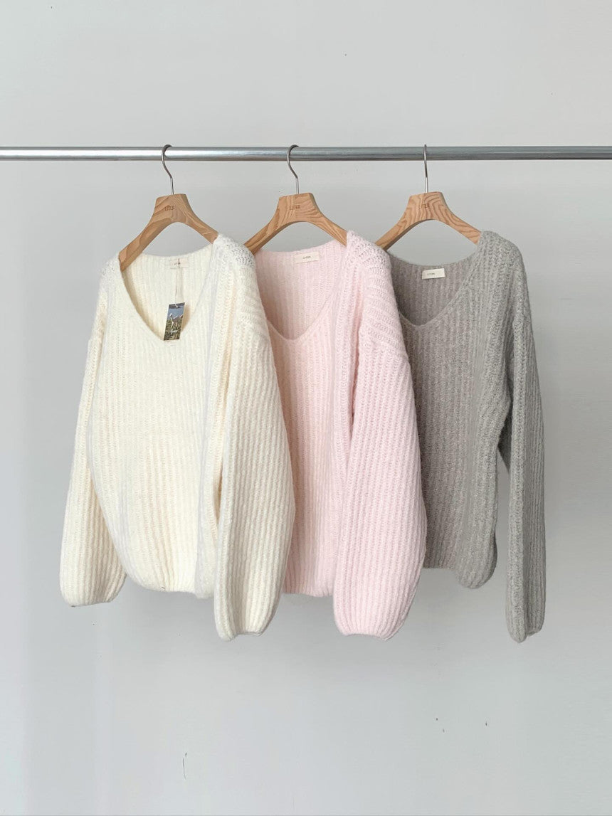 liter daina alpaca v neck knit-3col