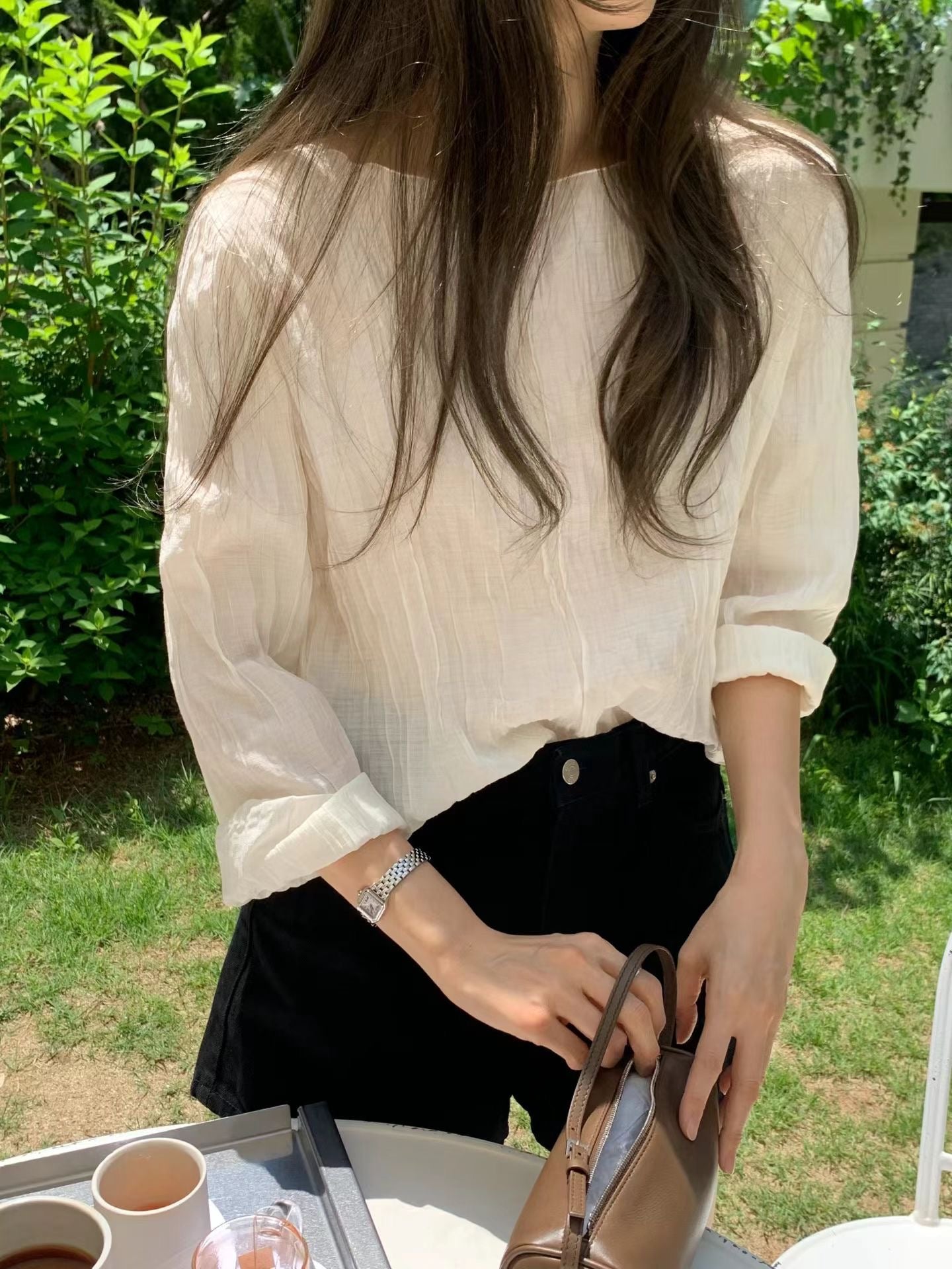 Ounce more wrinkle 2way blouse-2col