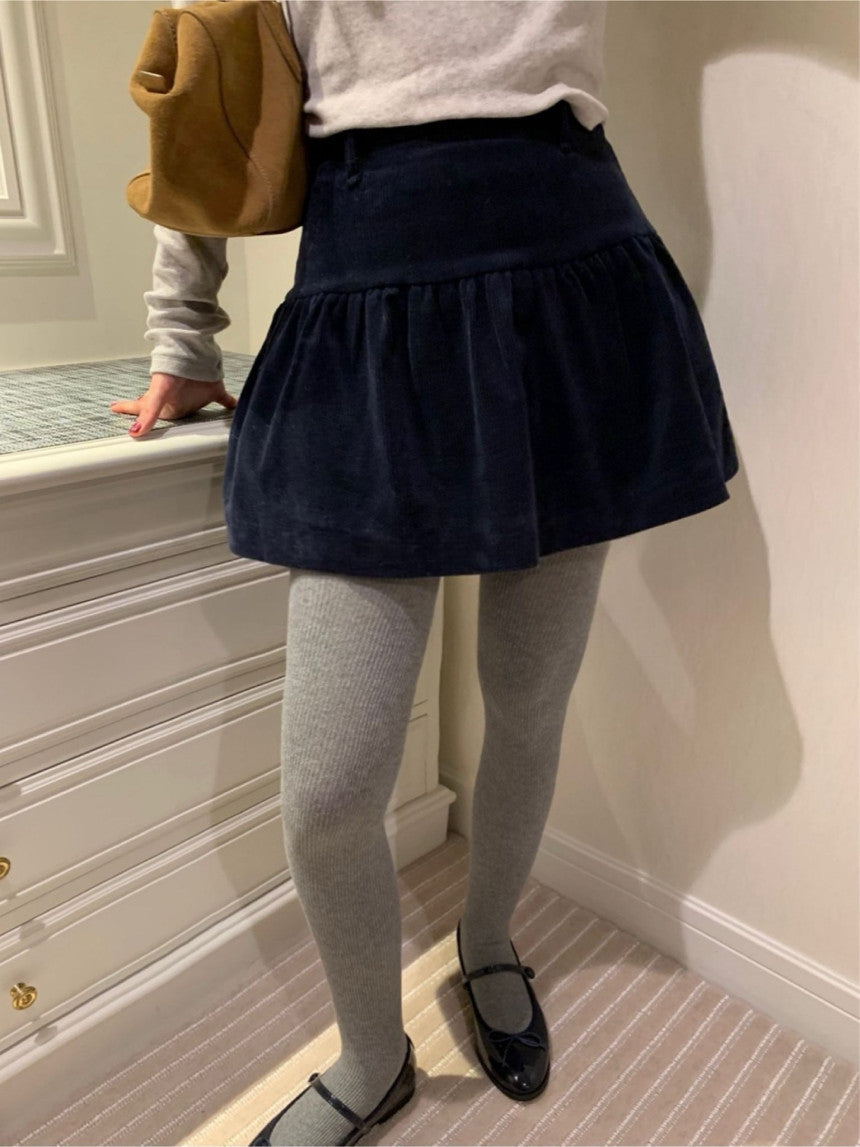 Corduroy frill skirt-2col