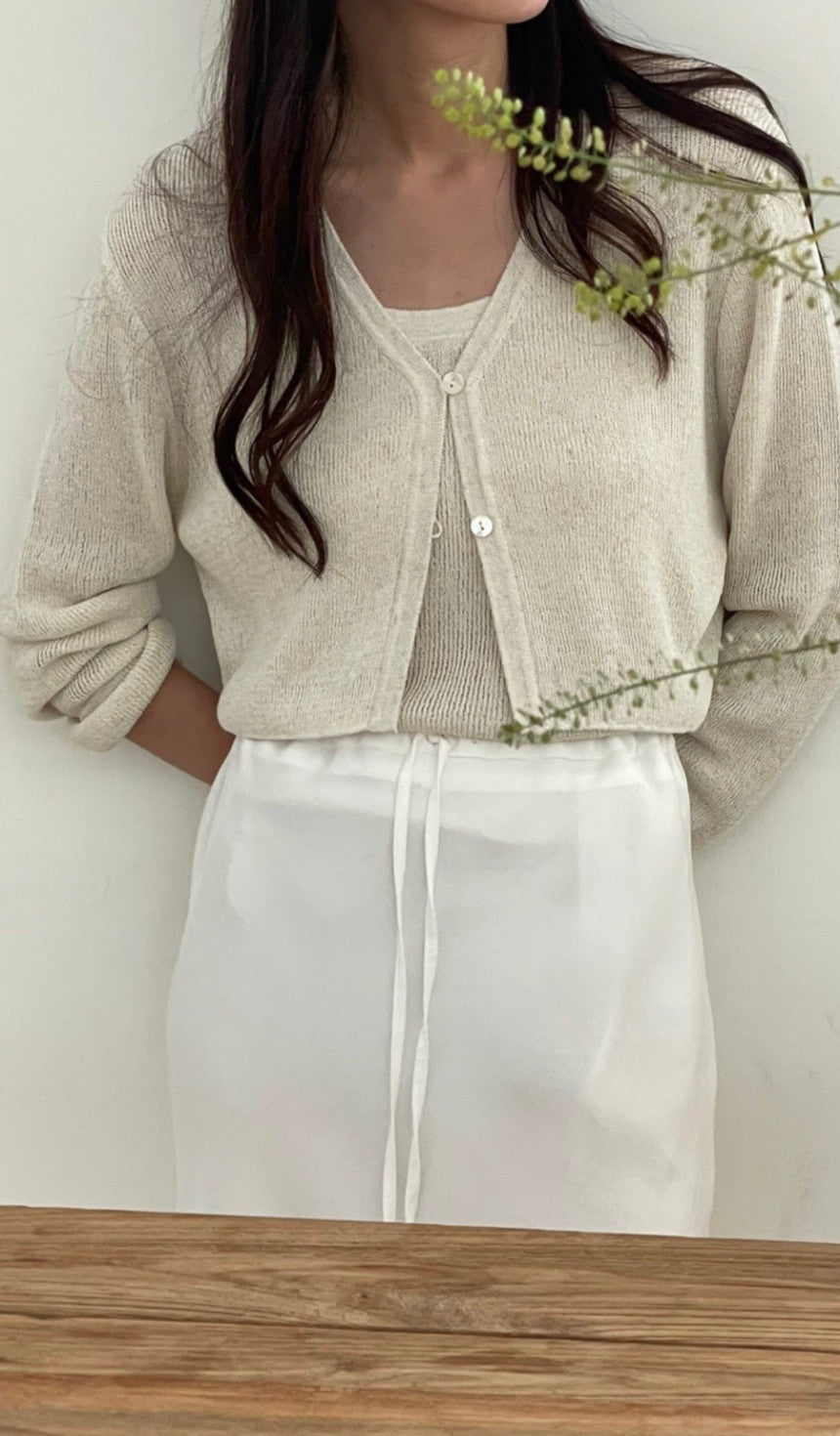deondo linen bolero cd&sleeveless-2col