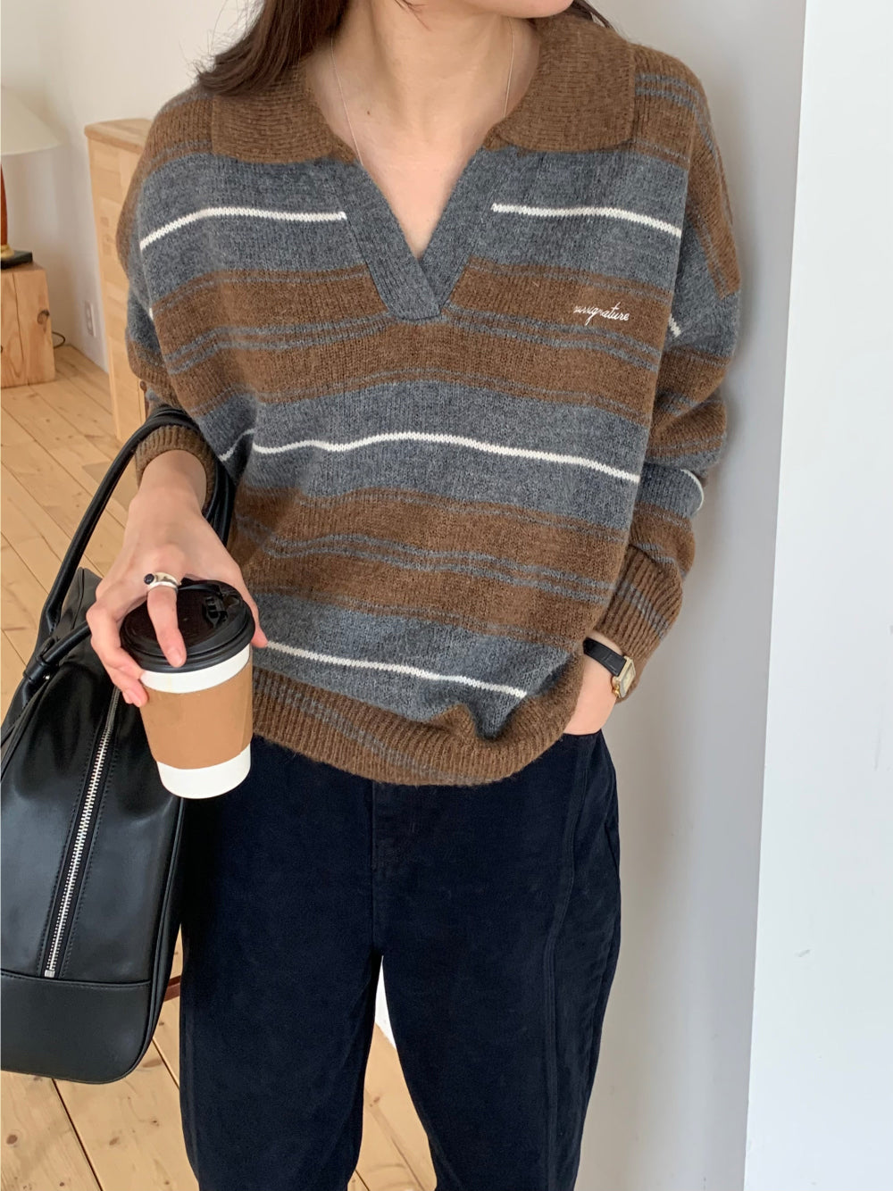 Swan s.t collar knit-2col