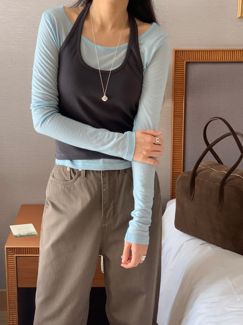 Halter layered set T-4col