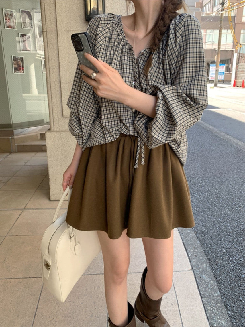 check balloon blouse-2col