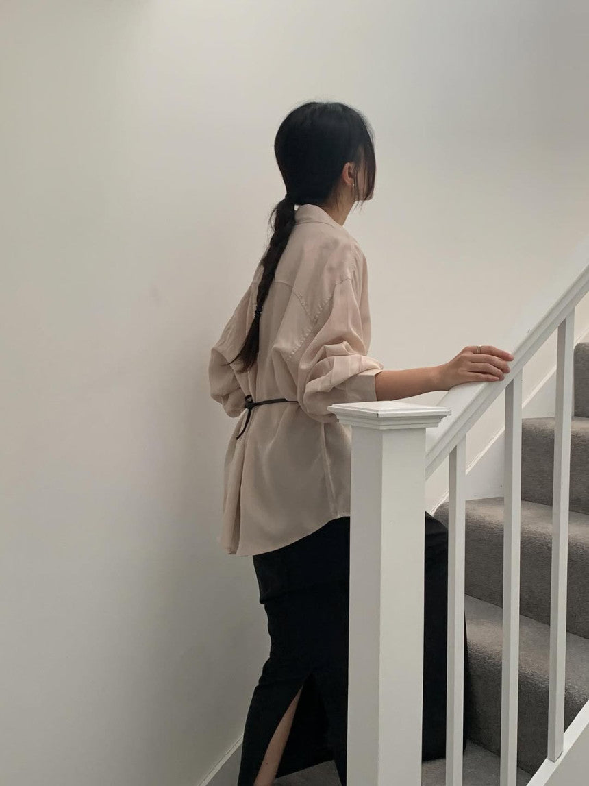 Shine silky blouse-4col