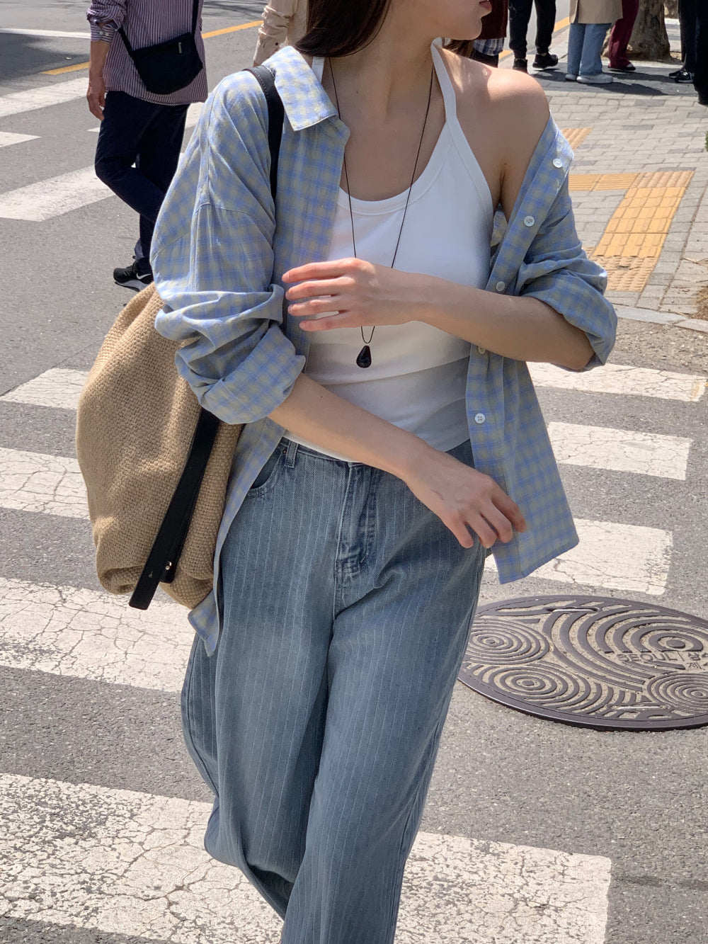 Fringe check shirt-3col