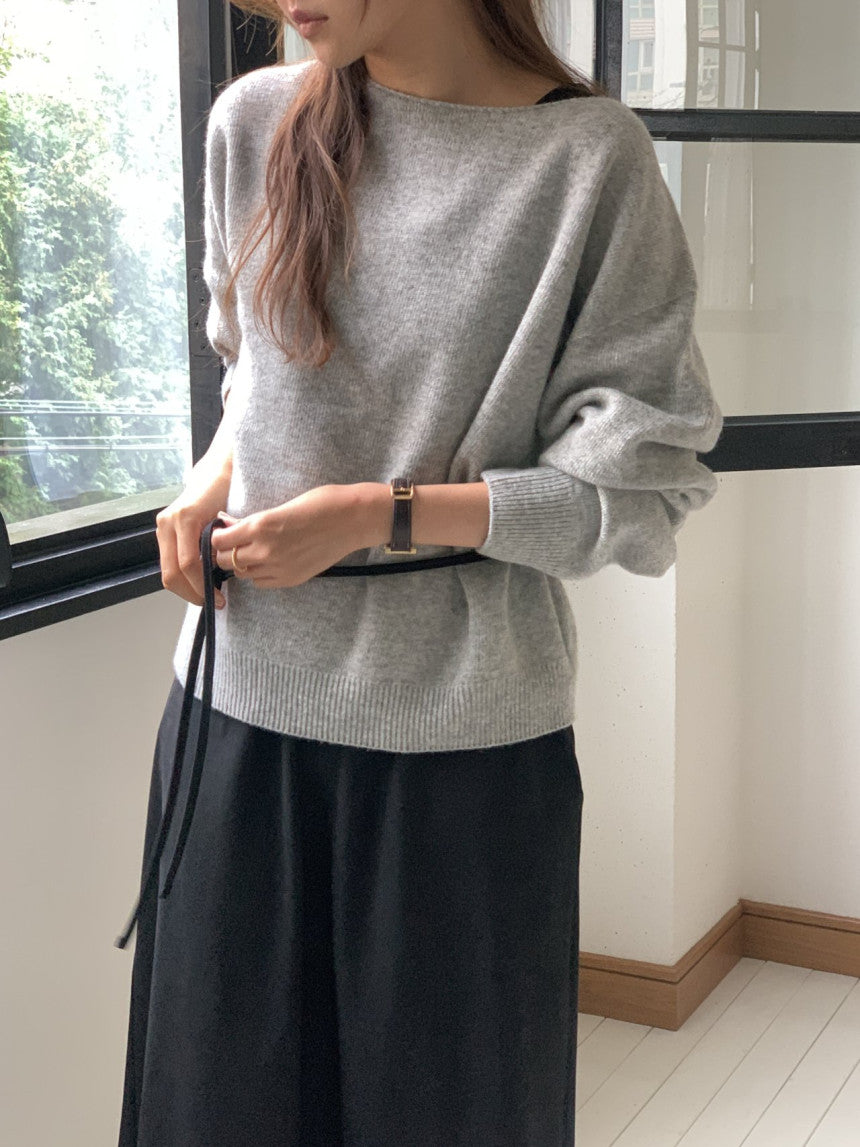 Elin cashmere wholega boat neck knit-4col