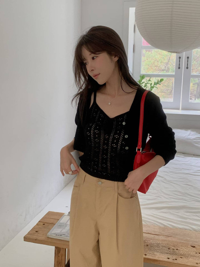 Nud cardigan&sleeveless-4col