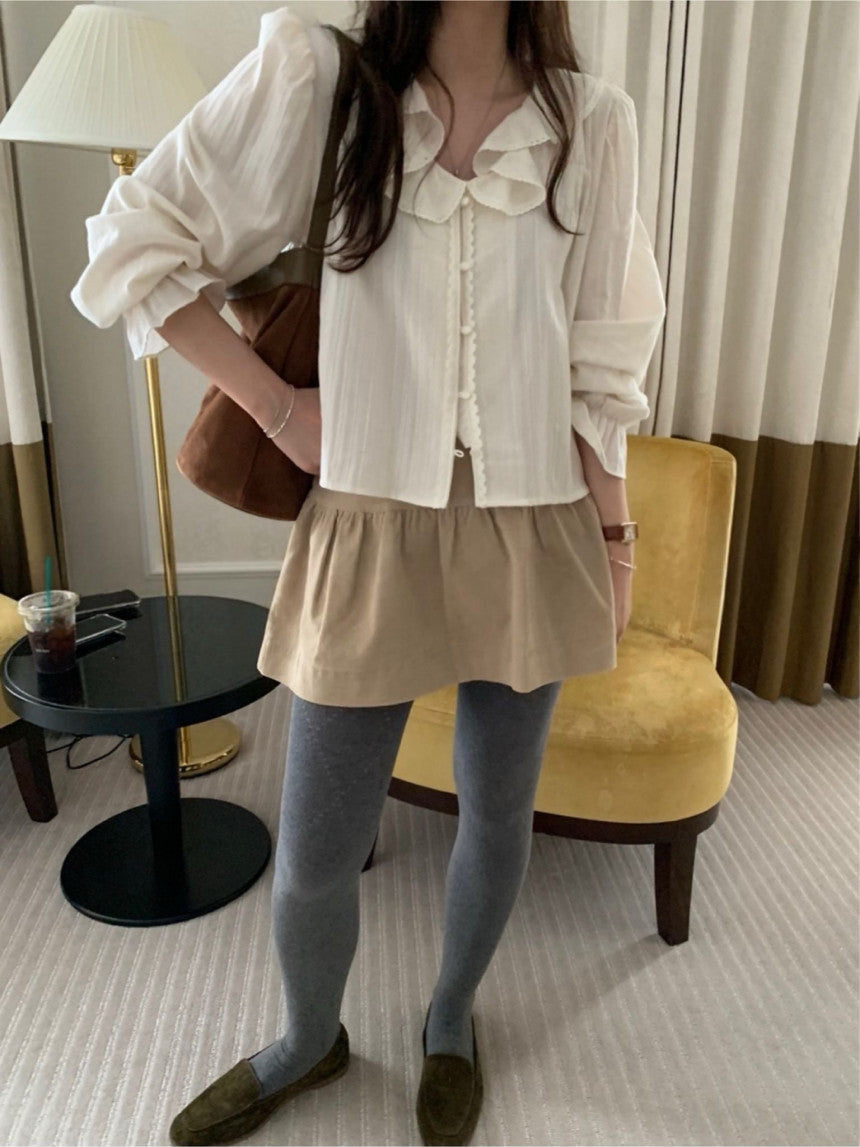 Corduroy frill skirt-2col