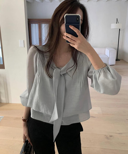 rose tie blouse-2col