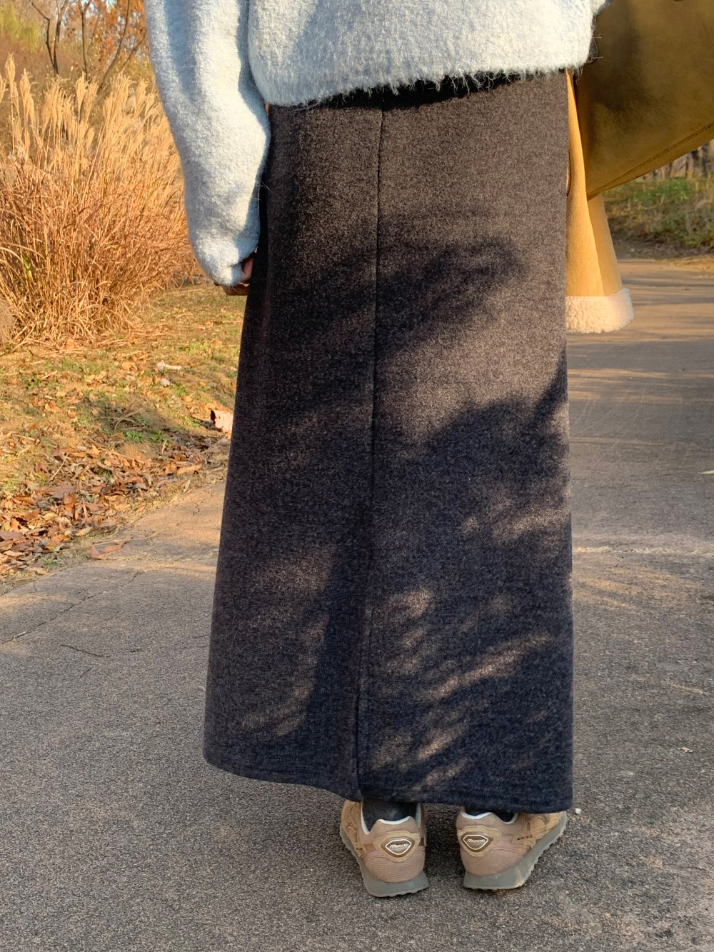 wool maxi skirt-3col