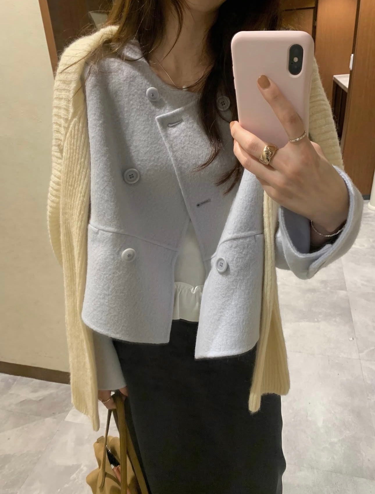 Mini short double handmade coat-3col