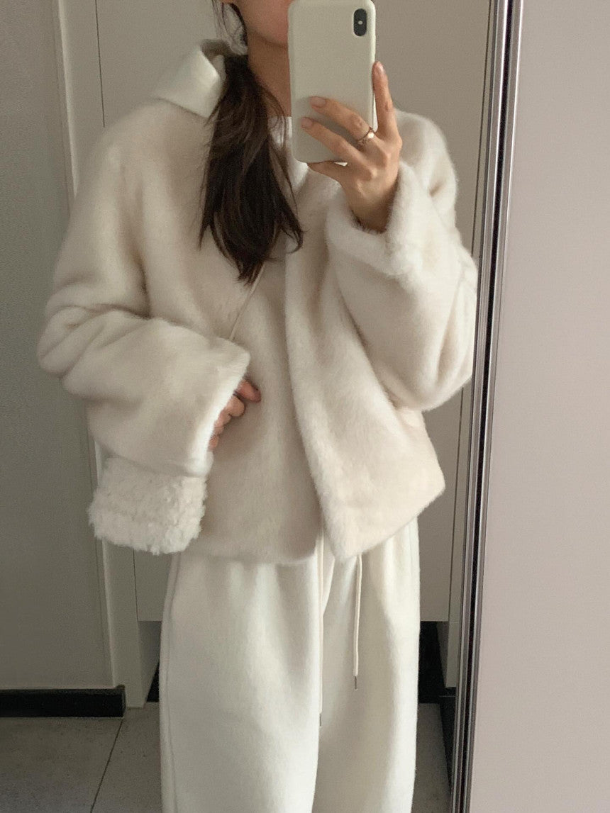 liter sand mink fur jacket-2col