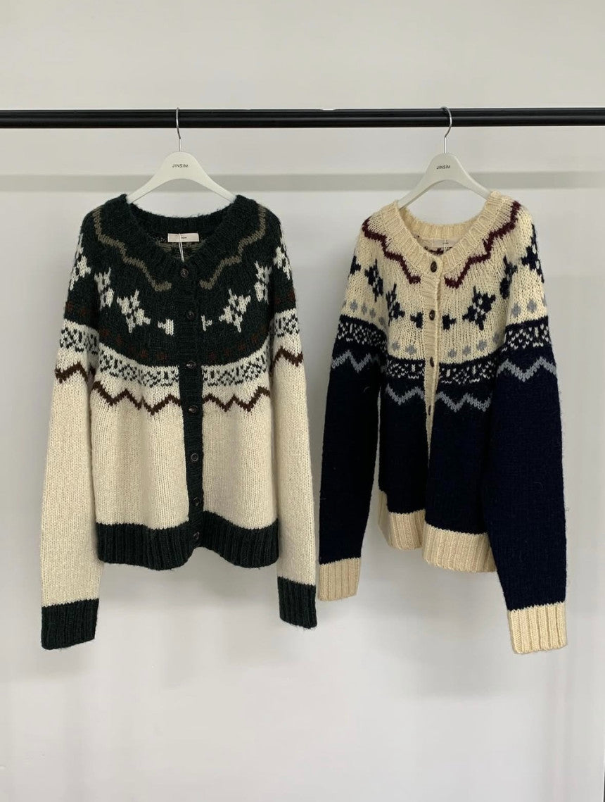 jacquard alpaca cardigan-2col