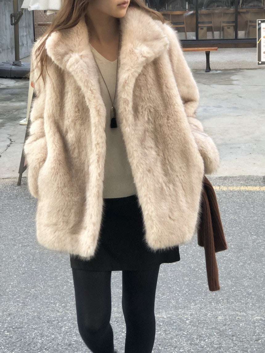 Birkin high neck linkning soft fur jacket