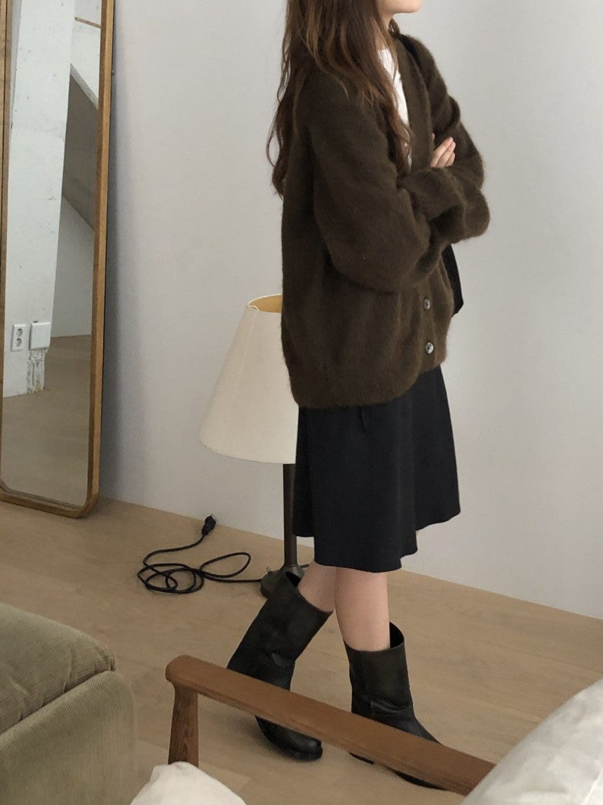 Amelie brushed mohair cardigan-2col