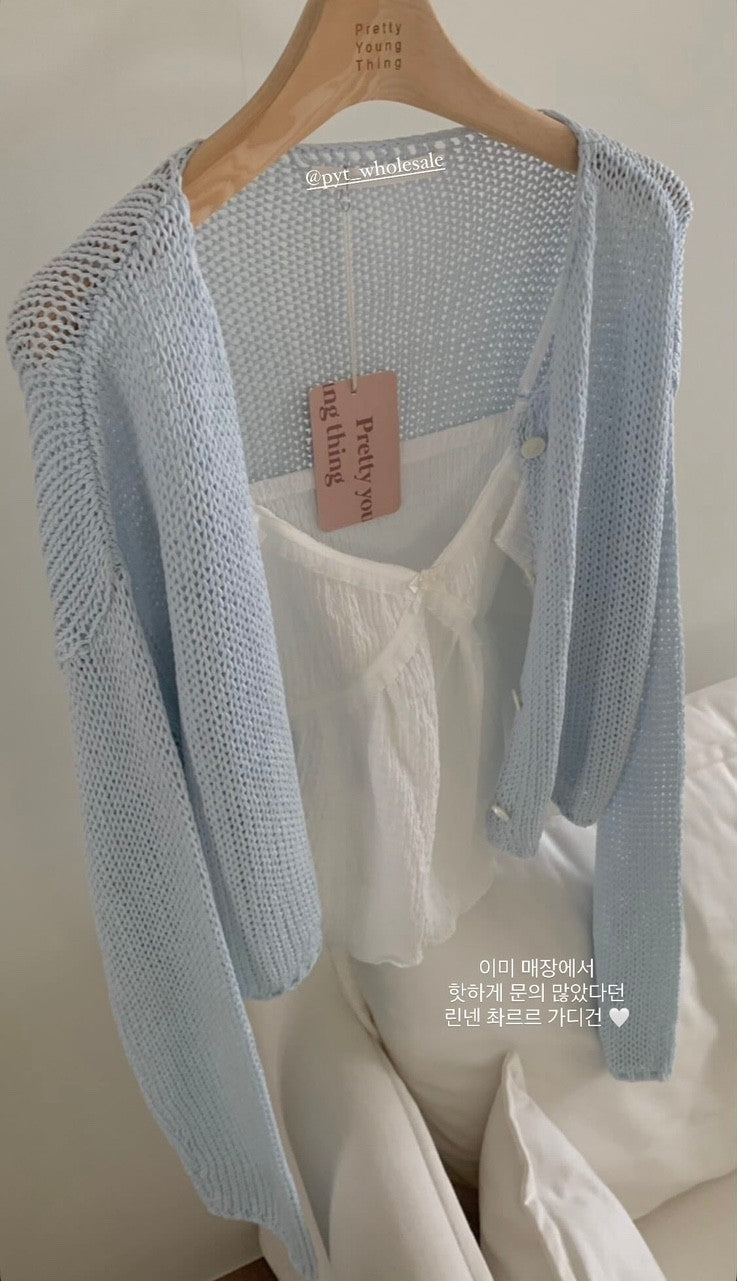 Net linen cardigan-3col