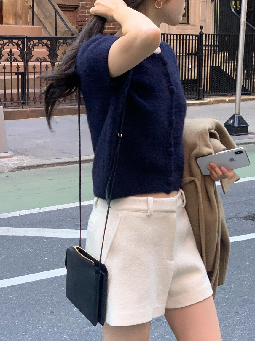 Want alpaca half cardigan-4col