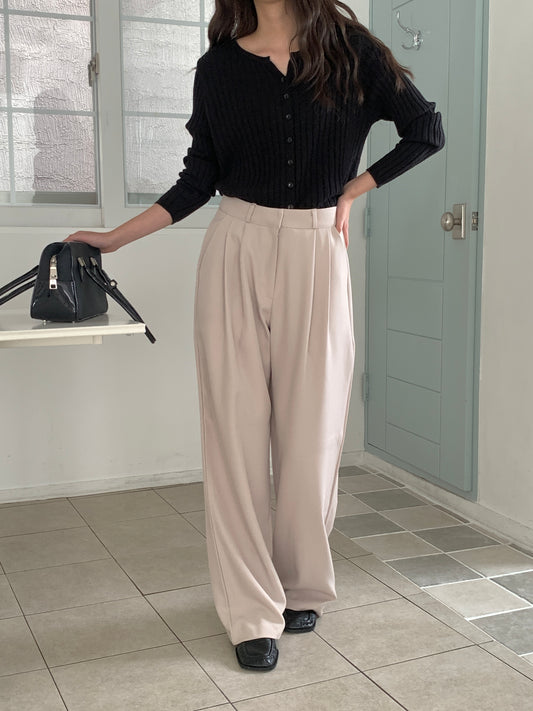 two-pin tuck wide slacks-7colショート丈あり